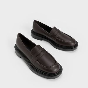 Charles & Keith Classic Penny Loafers (Dark Brown)